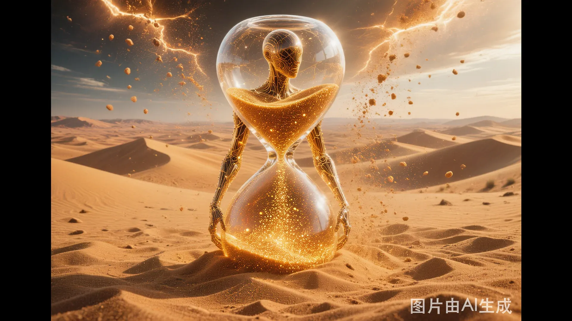 沙钟者——内有金色光粒循环流动的半透明沙漏形生命